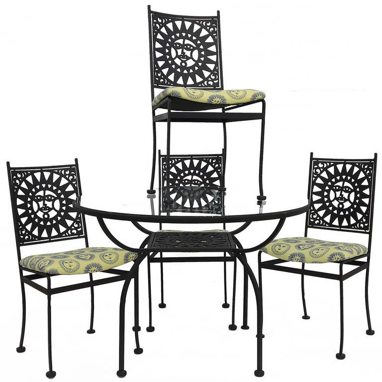 Sunface Wrought Iron patio Set For Sale at 1stDibs