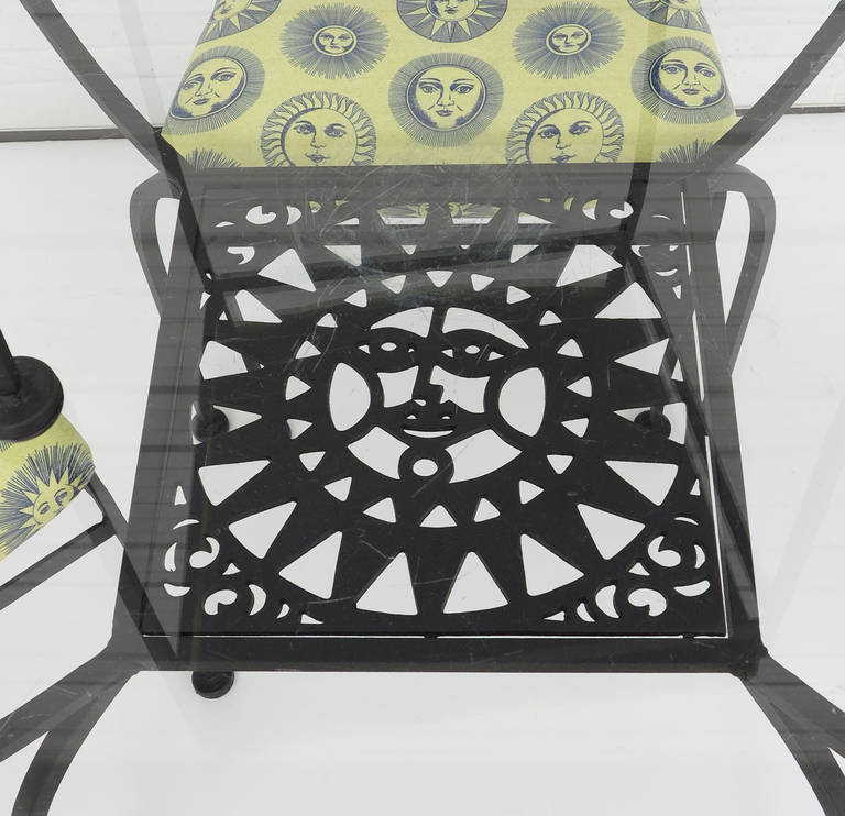 Sunface Wrought Iron Patio Set For At 1stdibs Mid Century Modern Sunface Wrought Iron Patio Set For