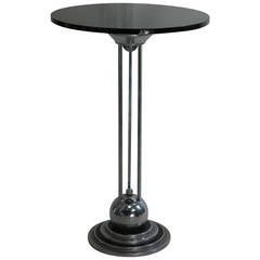 Vintage Machine Age Art Deco Black and Chrome Drinks Table