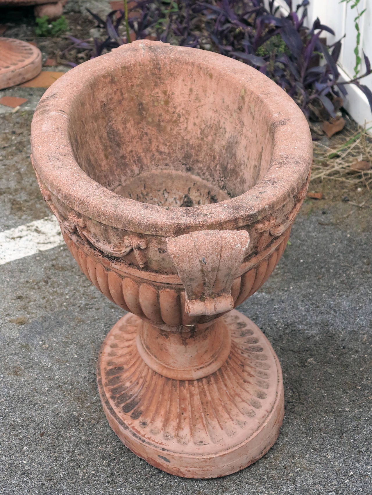 Cast Stone Planter with Terracotta Finish In Good Condition In West Palm Beach, FL