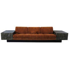 Fine and Rare Monumental Sofa in the Style of Paul Evans