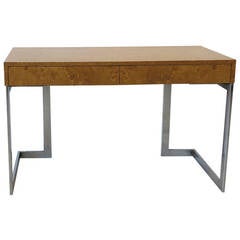 Modernist Burl Wood Desk by Milo Baughman