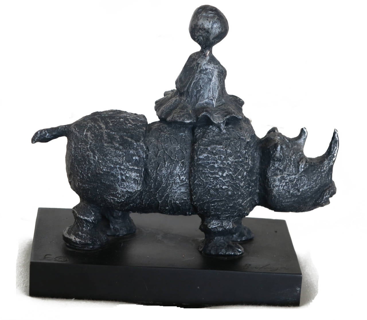 Mid-Century Modern Graciela Rodo Boulanger Bronze Statue Rhino and Child