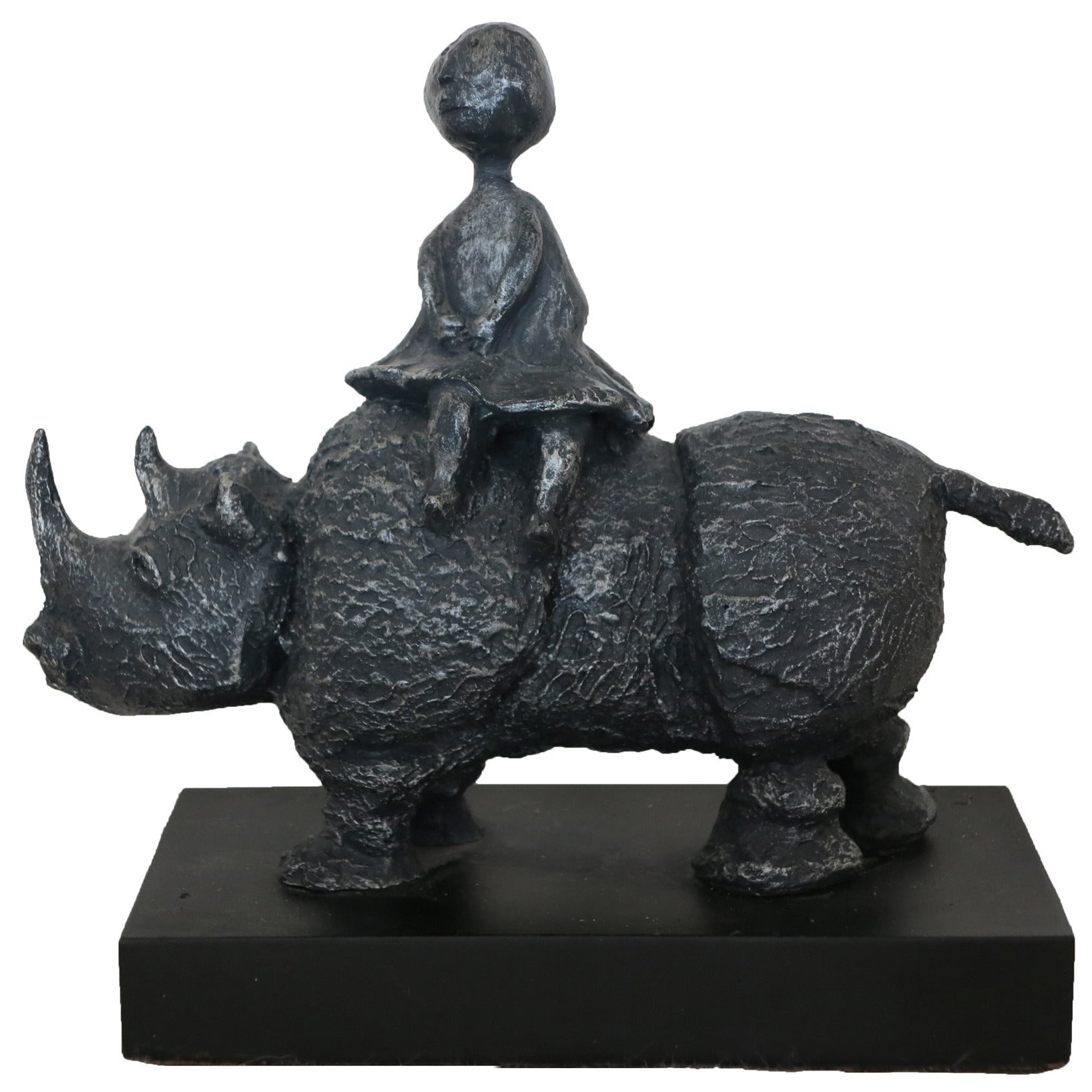 Graciela Rodo Boulanger Bronze Statue Rhino and Child