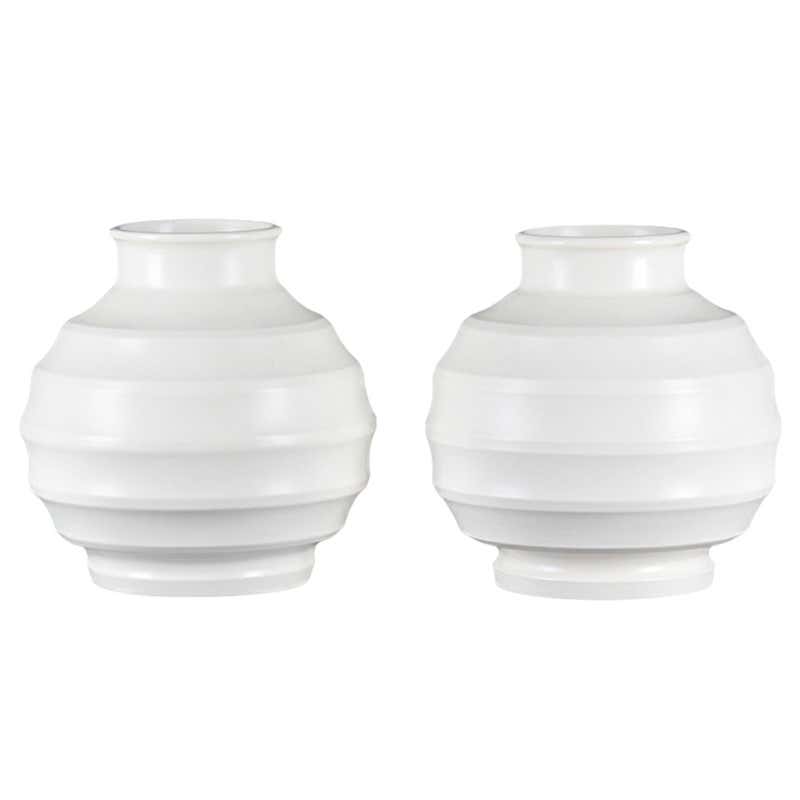 Pair of Keith Murray White Vases at 1stDibs