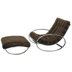 Renato Zevi Ellipse Chair and Ottoman in the Style of Milo Baughman