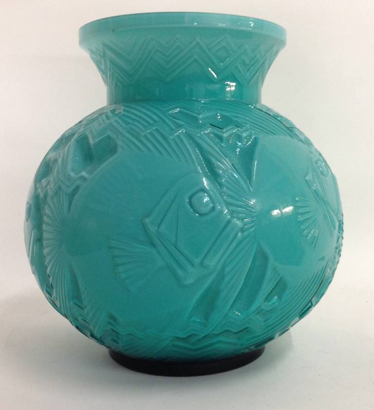 Rare Pierre D'Avesn French Figural Fish Vase in Green In Good Condition In West Palm Beach, FL