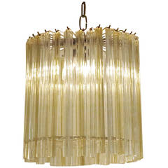 Vintage Amber and Clear Murano Crystal Chandelier by Venini