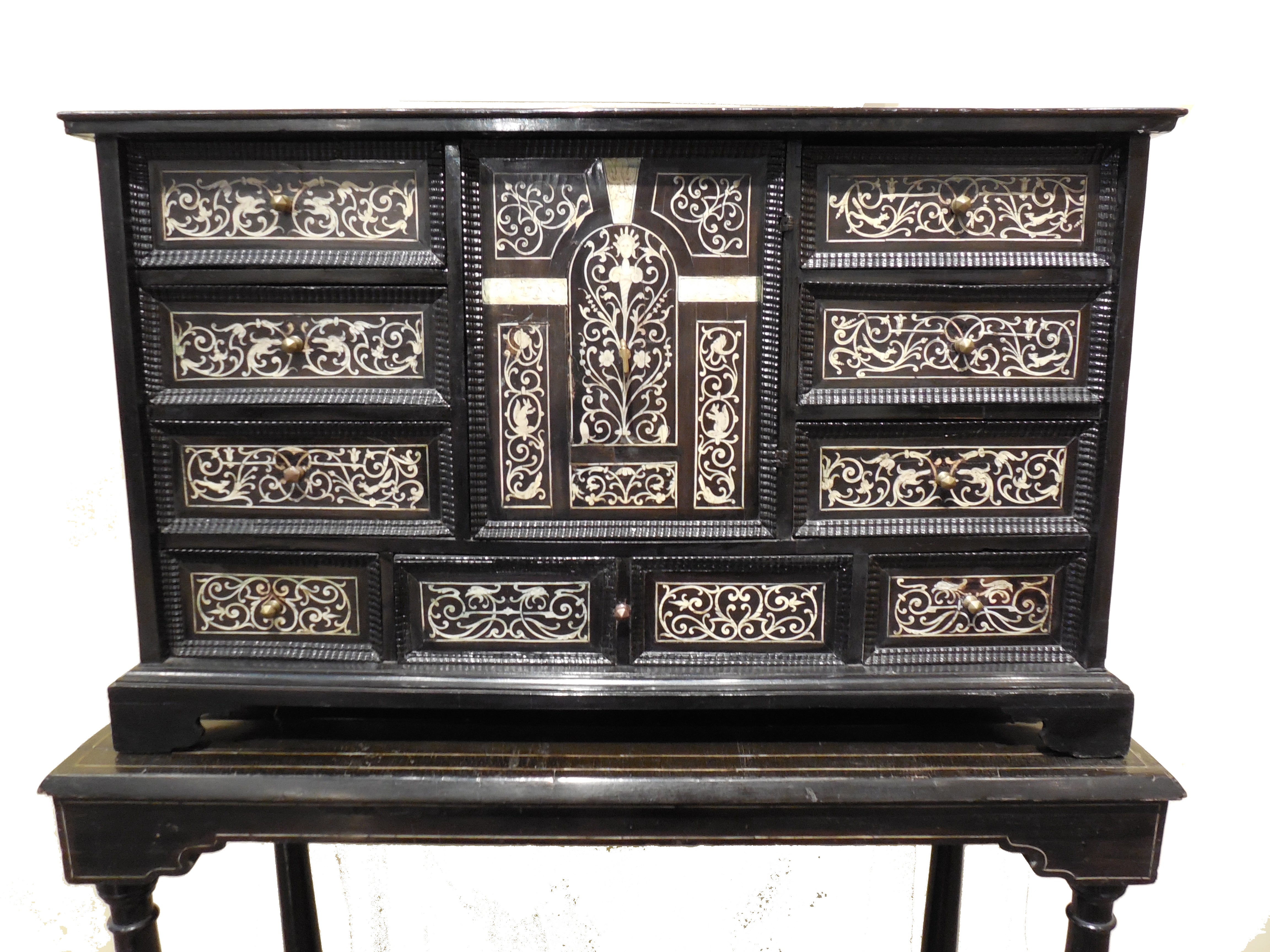 Italian Ebony Cabinet with Ivory Inlay