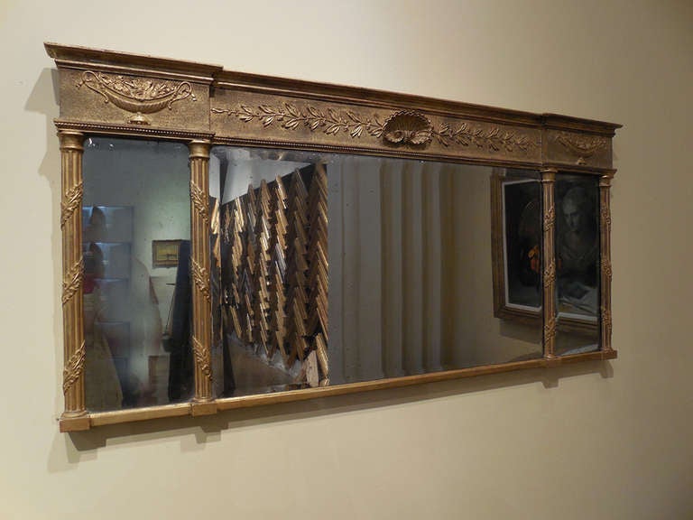 British Gilded Trumeau Tryptich Mirror