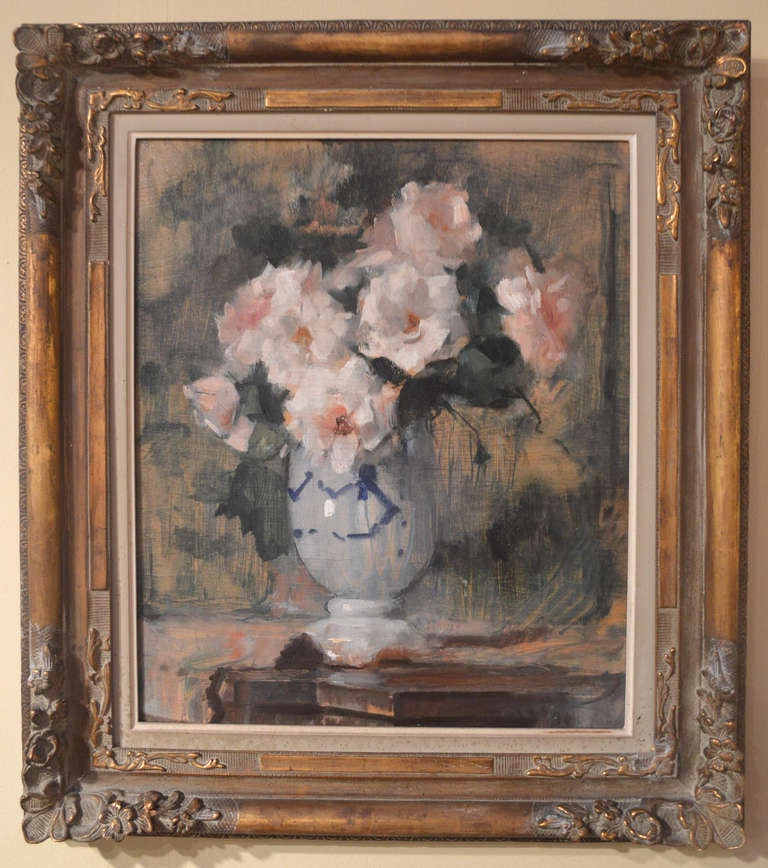"White Roses" oil on board