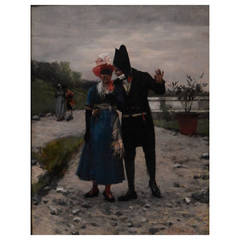 18th Century Oil Painting Titled "Précieuses Et Ridicules"