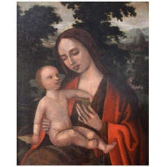 Oil on Board "The Virgin with Child"