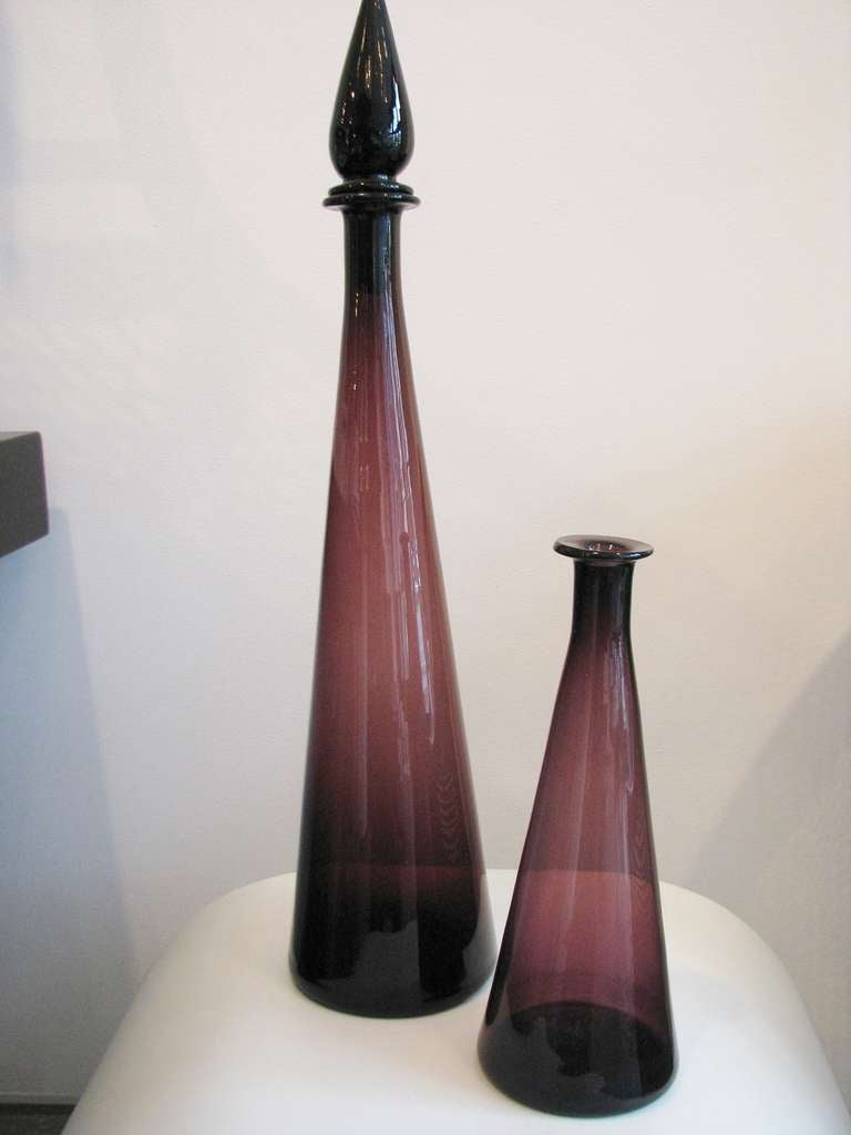 Set of Three Purple Glass Vases at 1stdibs