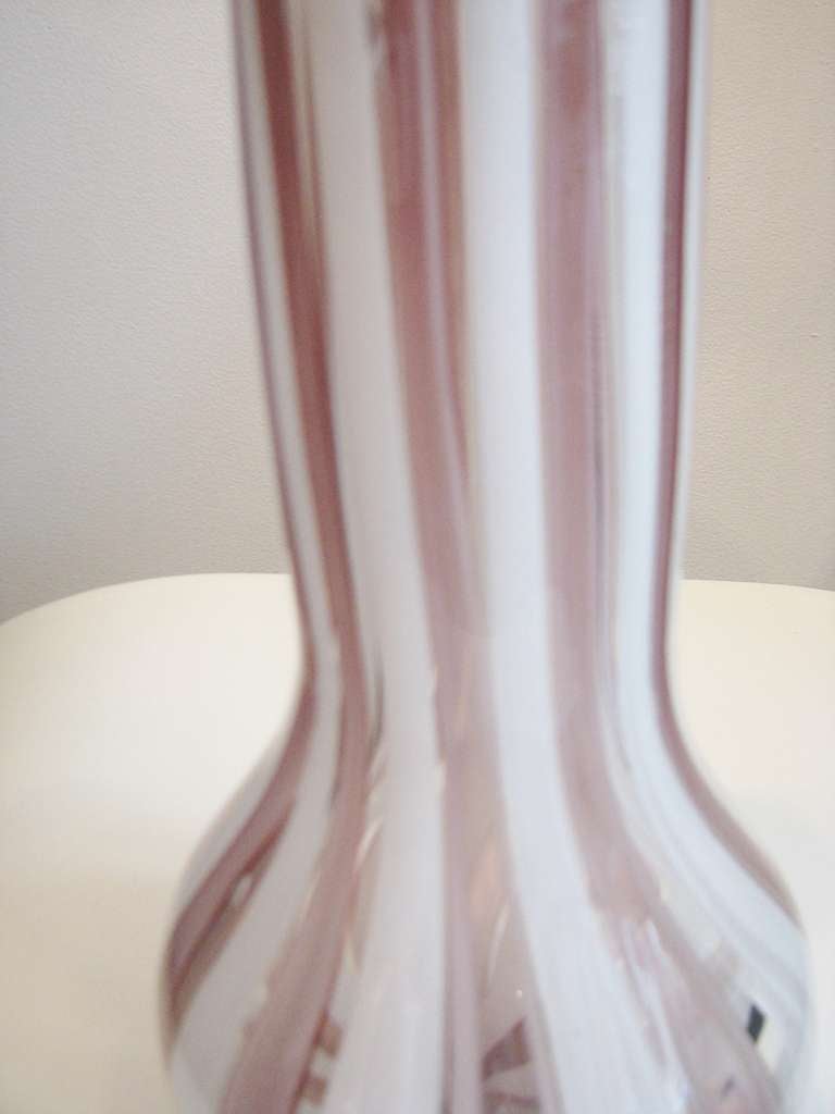 Italian Very Heavy Pink and White Murano Glass Vase