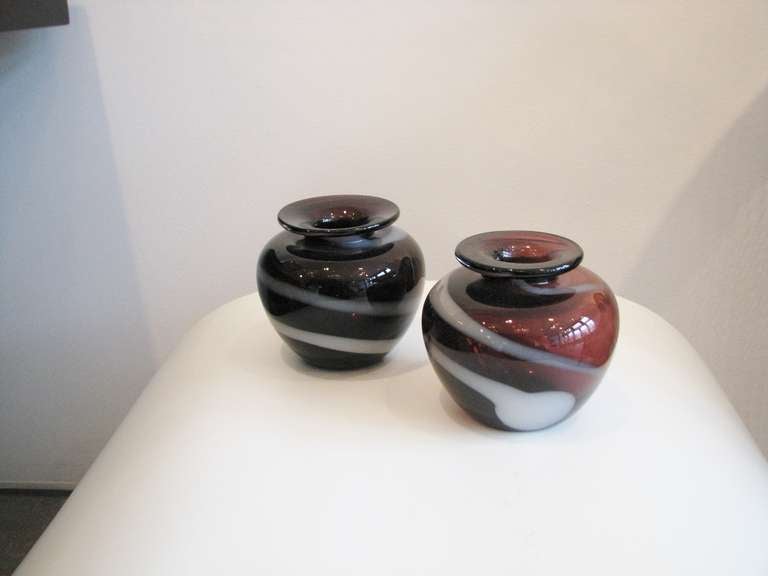 Pair of Purple Striped Vases