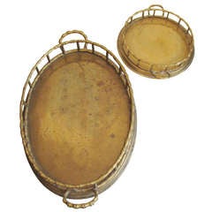 Pair of Brass Bamboo Style Trays