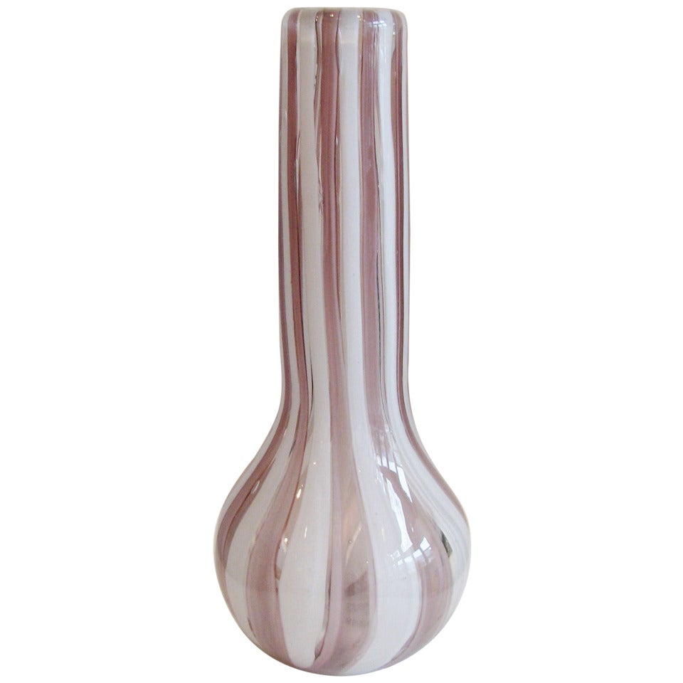 Very Heavy Pink and White Murano Glass Vase