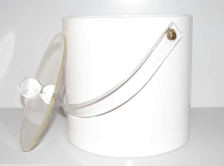 Mid-Century Modern White Vinyl Ice Bucket