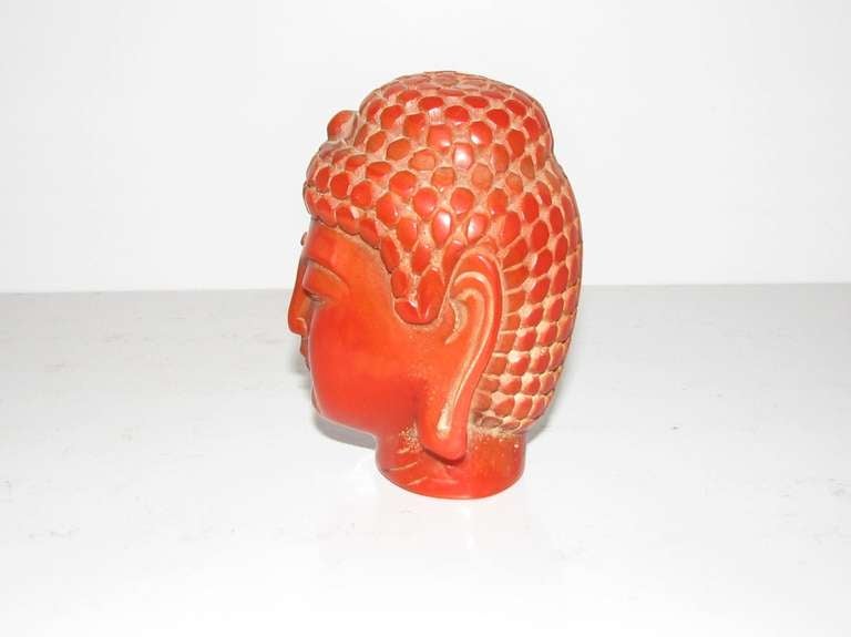 Carved Small Buddha Head made of Red Coral