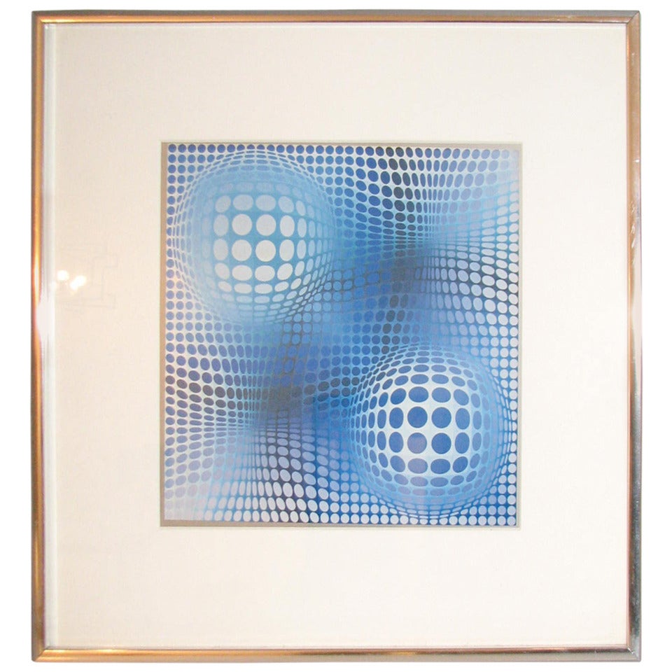 Vasarely Style Print in Chrome Frame