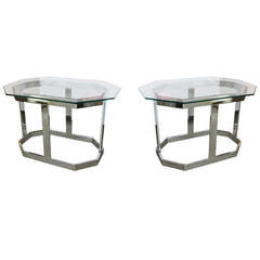 Pair of Chrome Octagonal Tables