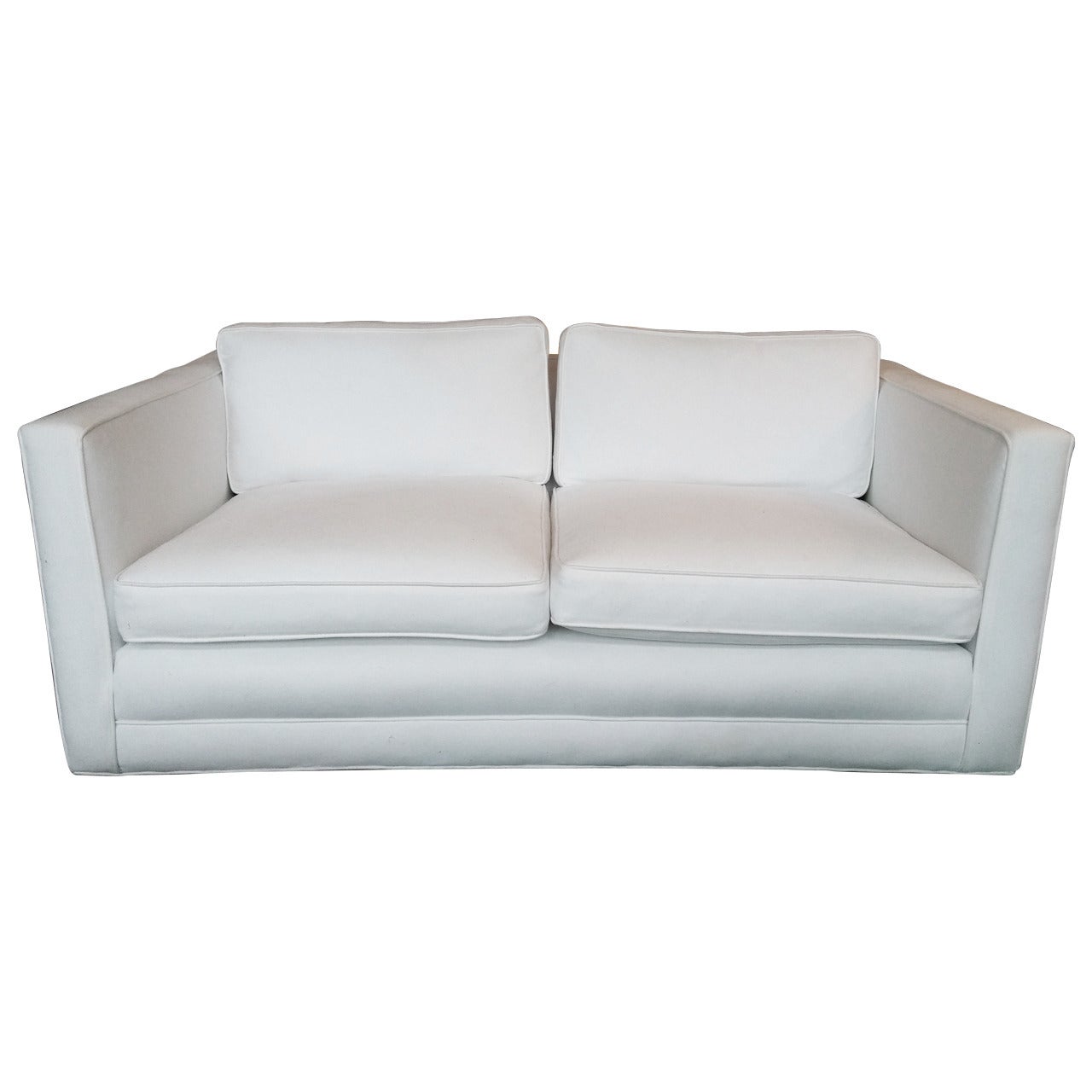 White Upholstered Low Back Loveseat