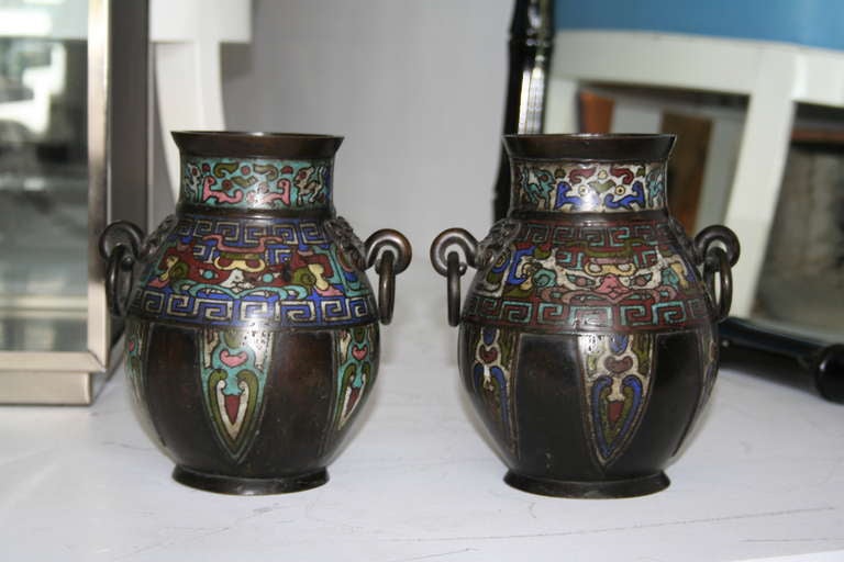 Pair of Asian Style Bronze Vases