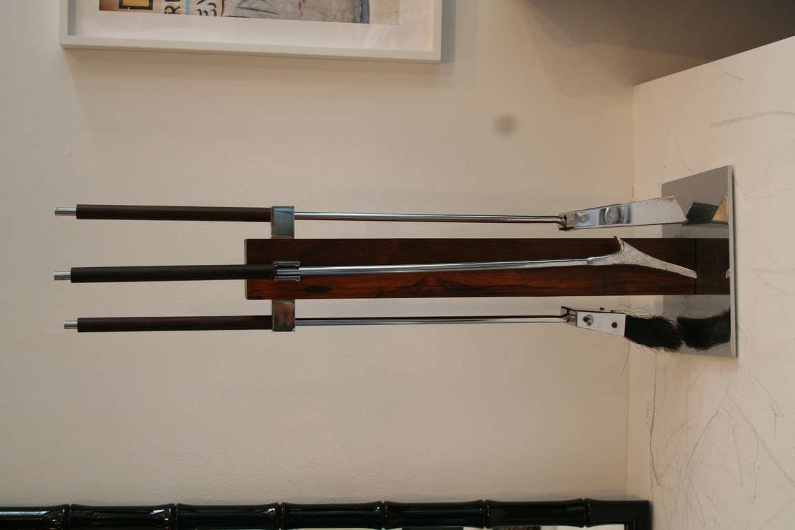 Albrizzi Rosewood and Chrome Fireplace Tools