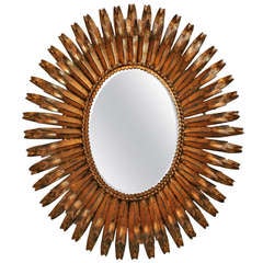 French Gilt Metal Eyelash Mirror