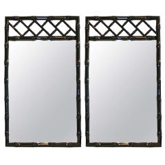 Black Lacquered Chinese Chippendale Mirrors 1
