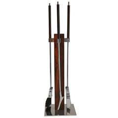 Albrizzi Rosewood and Chrome Fireplace Tools