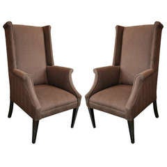 Pair of 1940
s Tall Backed Occasional Modified Wing Chair