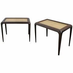 Pair of Faux Shagreen Top Side Table