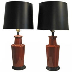 Pair of Sienna Ceramic Lamps
