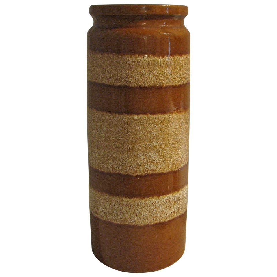 German Caramel Striped Ceramic Vase