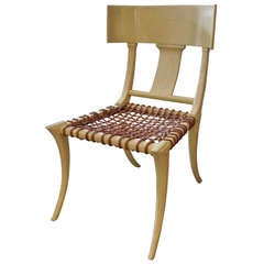 T.H. Robsjohn-Gibbings Inspired Limed/Cerused Oak Klismos Chairs 3
