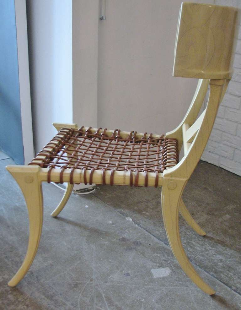 American T.H. Robsjohn-Gibbings Inspired Limed/Cerused Oak Klismos Chairs For Sale