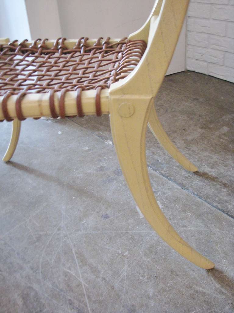 Late 20th Century T.H. Robsjohn-Gibbings Inspired Limed/Cerused Oak Klismos Chairs For Sale
