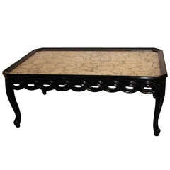 Hollywood Regency Black Lacquered Coffee Table Hollywood Regency Black Lacquered Coffee Table