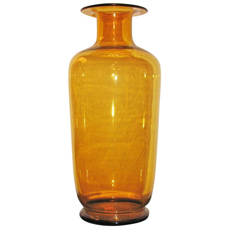 Large Indiana Glass Co Amber Vase at 1stDibs indiana glass vase