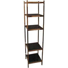 1970
s Chrome Bookcase with Smoked Glass Shelves