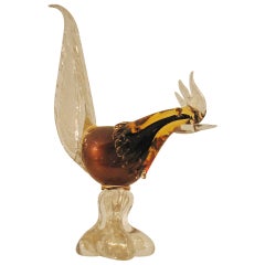 Pair of Murano Pheasant in Dark Amber