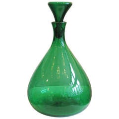 Kelly Green Blenko Vase with Stopper