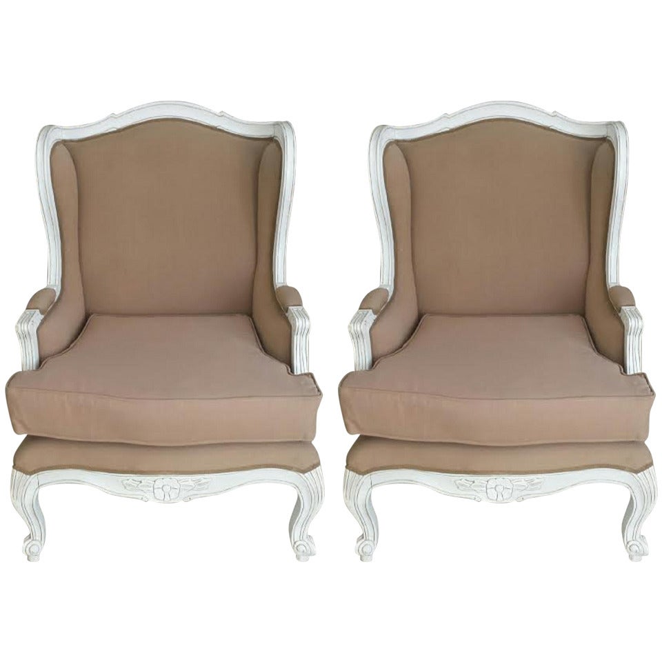 Pair French Louis XV Style Armchairs