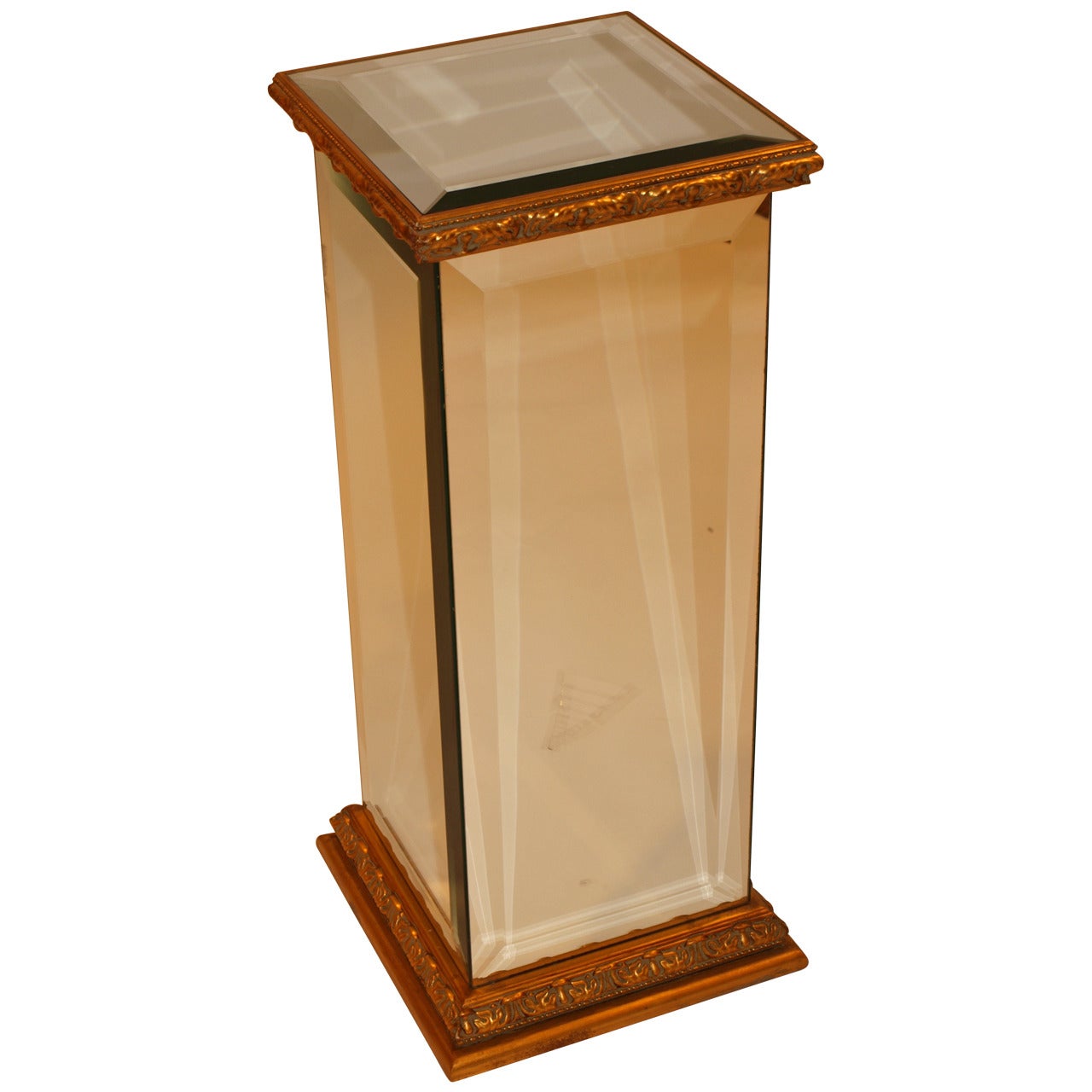 Mid Century style Mirrored Pedestal Column Table For Sale