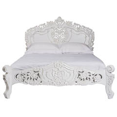 French Rococo/Louis XV Style Bed in White