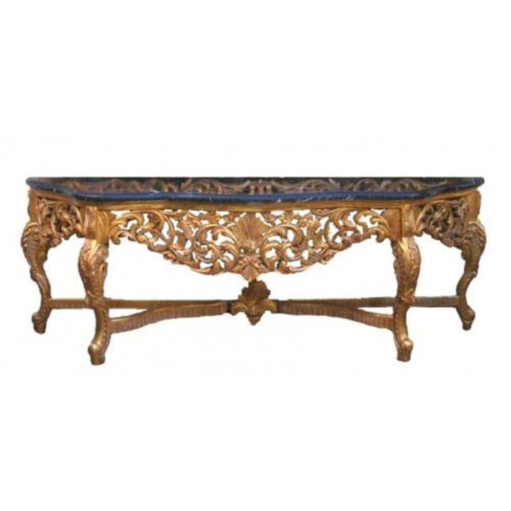 Carved French Console in Louis XV Rococo Style, Console Table with Mirror