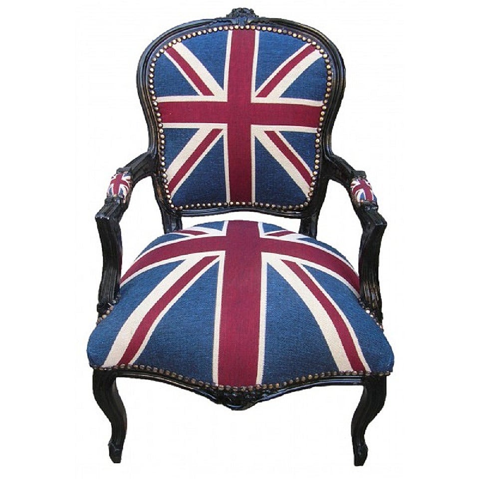 French Louis XV Style Armchair in Union Jack