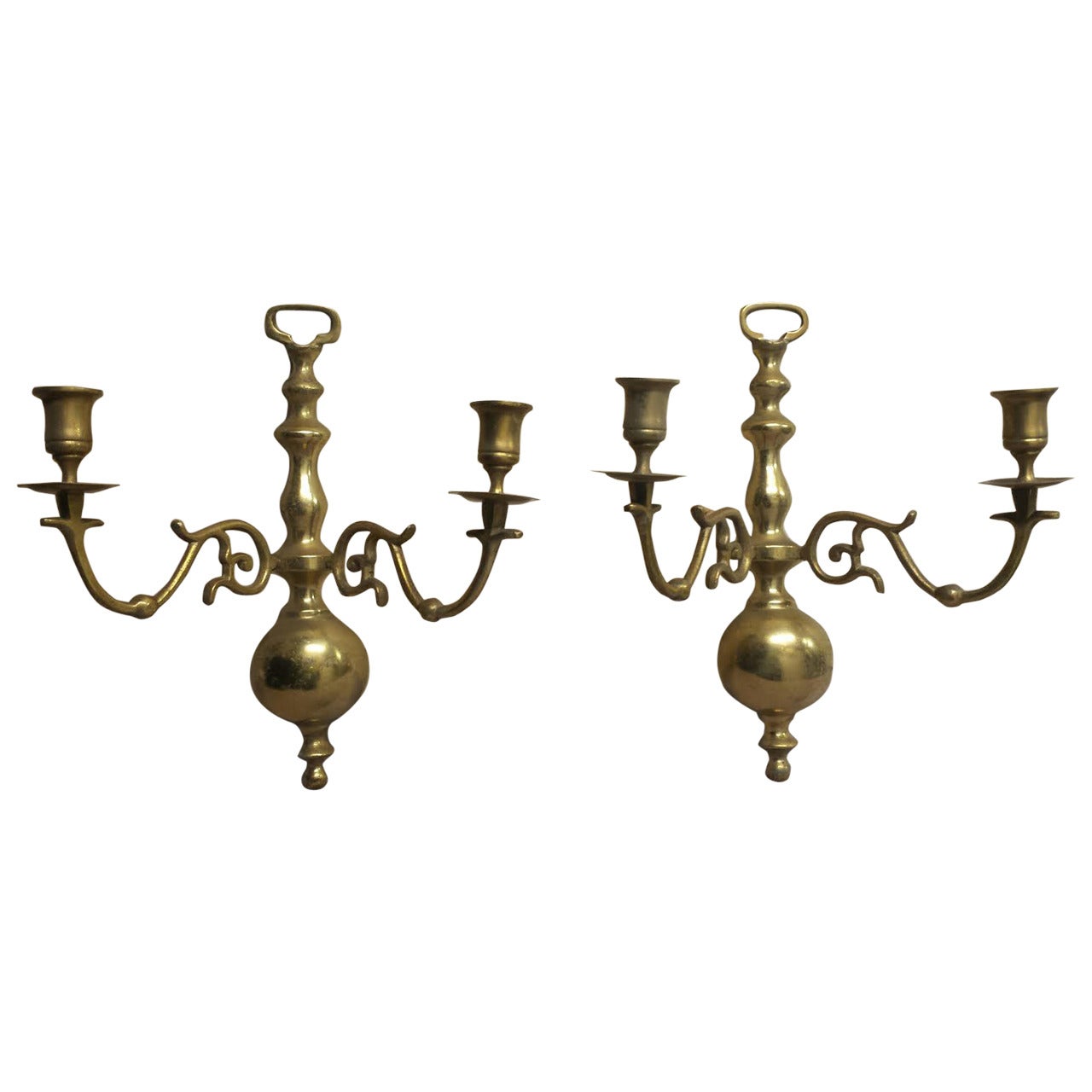 Sconnces, Pair of Mid Century Wall Sconce Candleholders For Sale